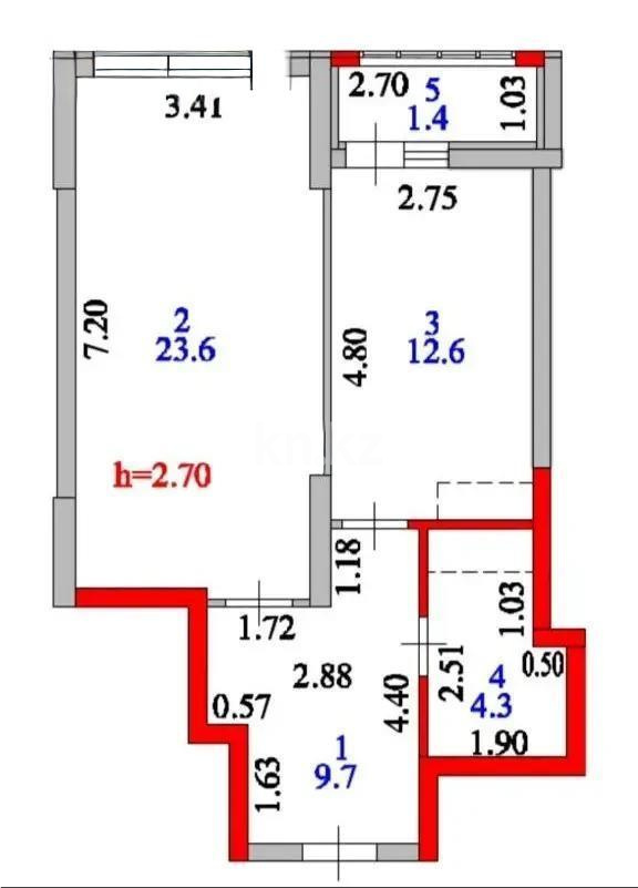 Продажа 2-комнатной квартиры, 51.3 м², пр. Тауелсыздык, дом  25 - Продажа квартир в новостройках Астаны с фото фото 3 из 3