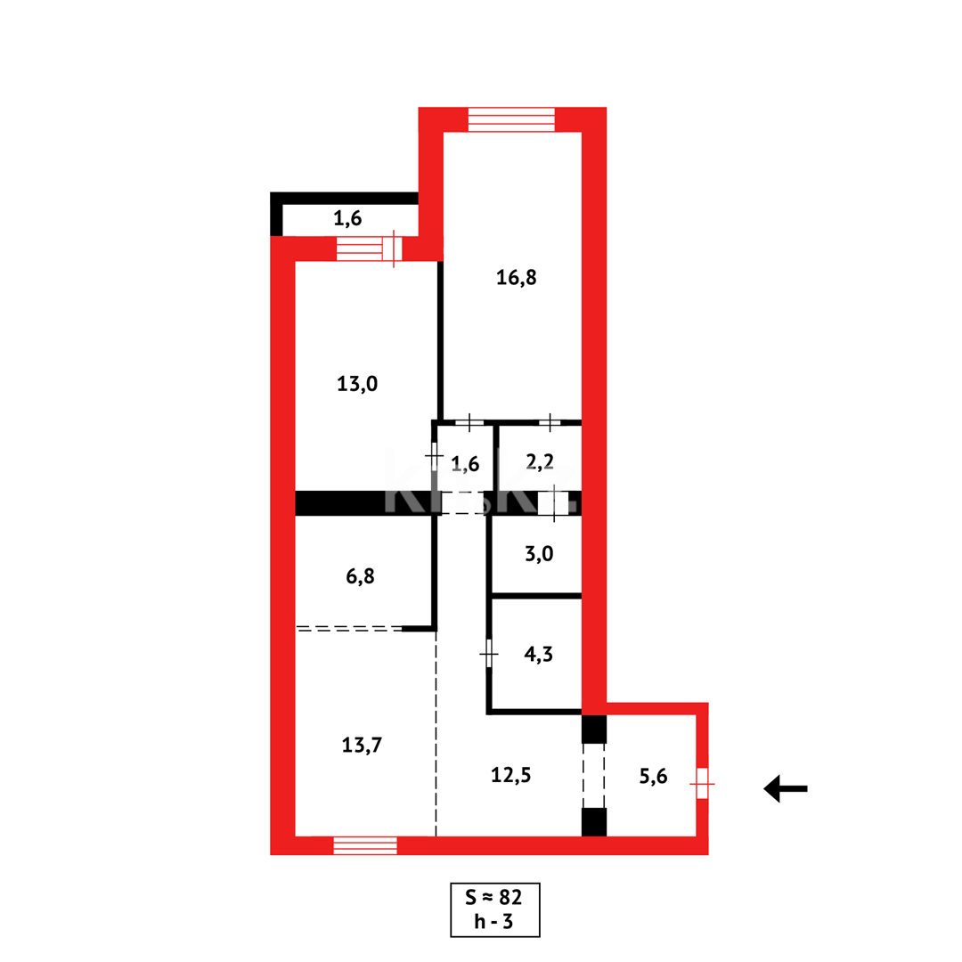 Продажа 3-комнатной квартиры, 82 м², ул. Бокейхана, дом  3Б в Астане - фото 8