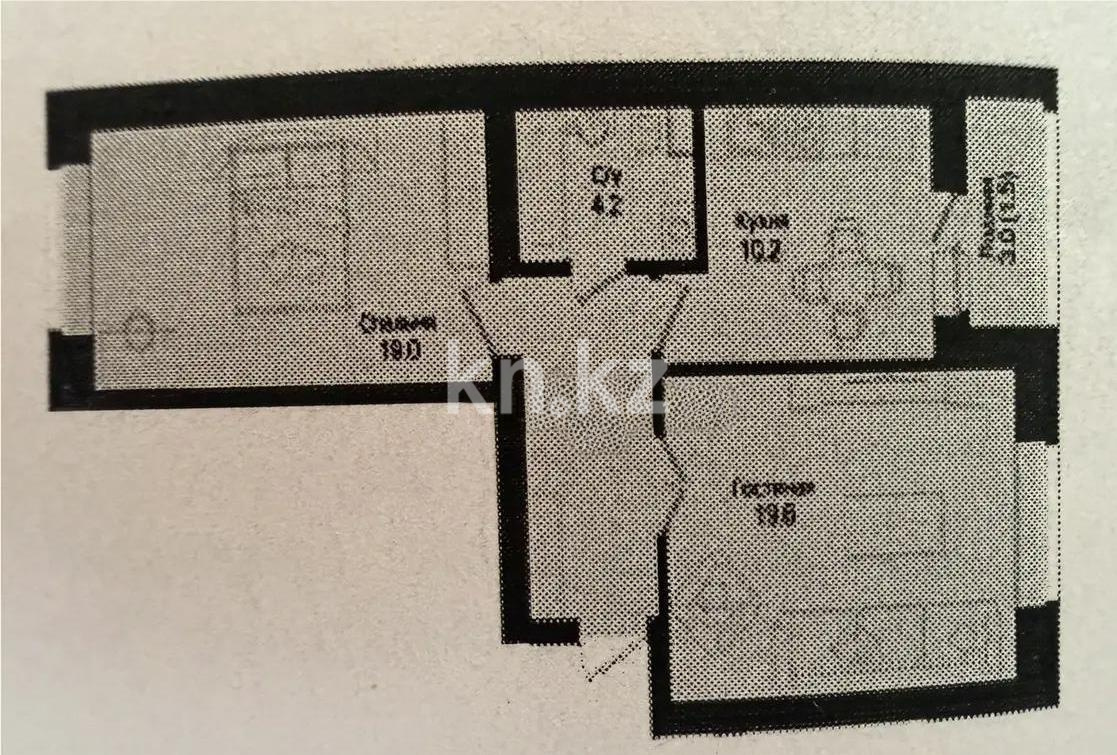 Продажа 2-комнатной квартиры, 61.7 м² в Астане