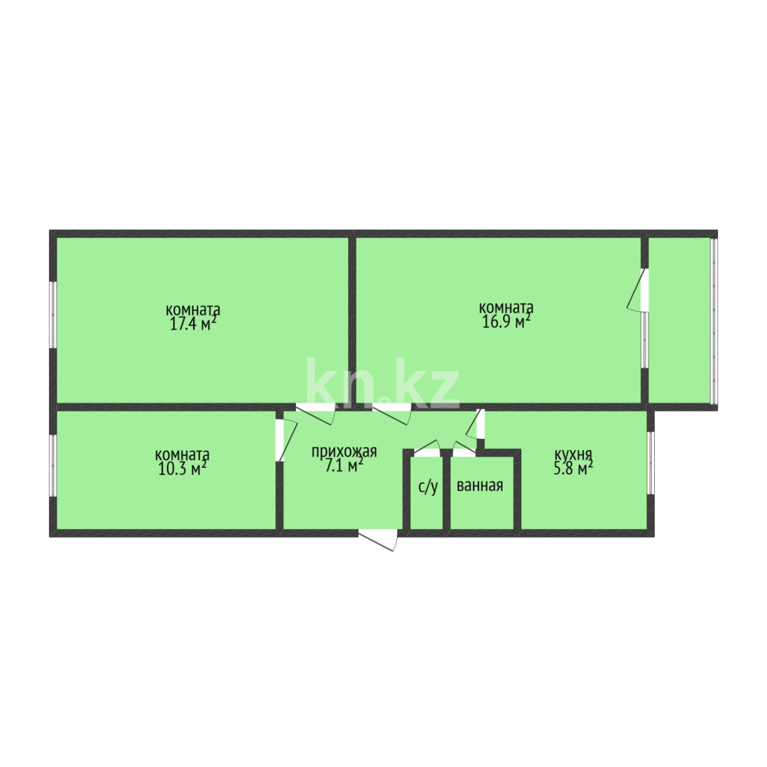 Продажа 3-комнатной квартиры, 61.8 м² - Недвижимость в Костанае фото 14 из 14