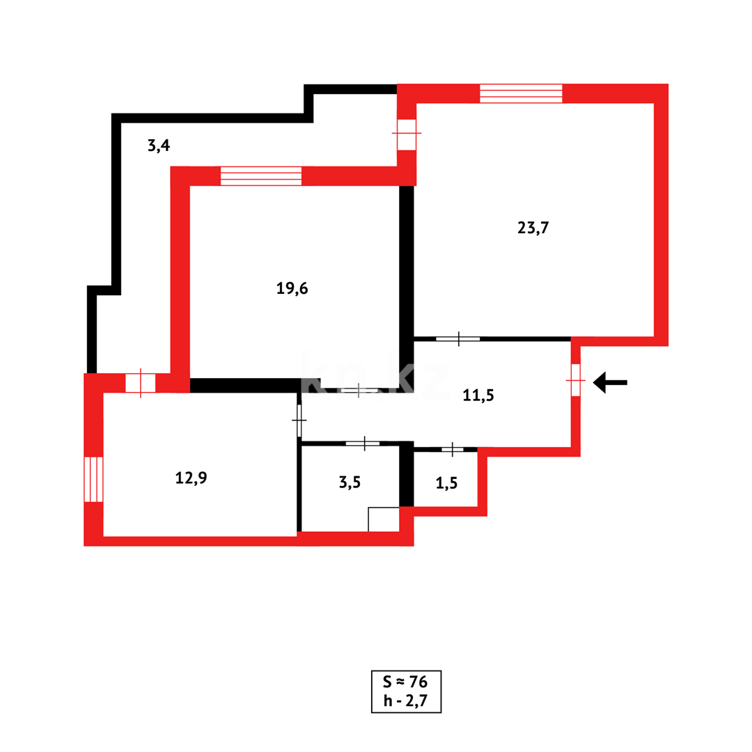 Продажа 2-комнатной квартиры, 76.1 м², ул. Сатпаева в Астане - фото 9