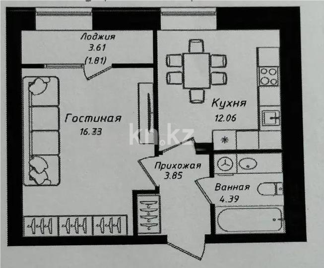 Продажа 1-комнатной квартиры, 39 м² в Астане