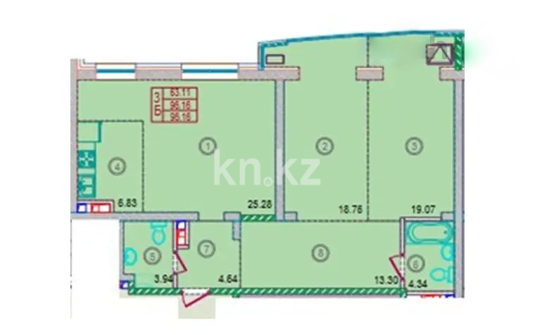 Продажа 3-комнатной квартиры, 93 м² - Недвижимость в Казахстане - страница 3 фото 2 из 9