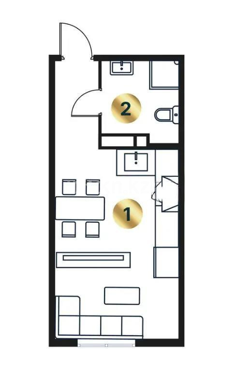 Продажа 1-комнатной квартиры, 33.33 м², ул. Сыбызгы, дом  100 стр - Продажа квартир в Казахстане фото 1 из 1