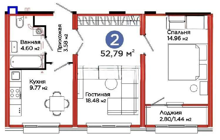 Продажа 2-комнатной квартиры, 53 м², пр. Улы Дала, дом  14 стр в Астане