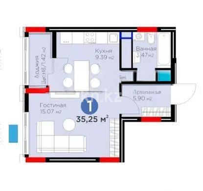 Продажа 1-комнатной квартиры, 35.2 м² - Продажа квартир в Астане - страница 3 фото 1 из 1