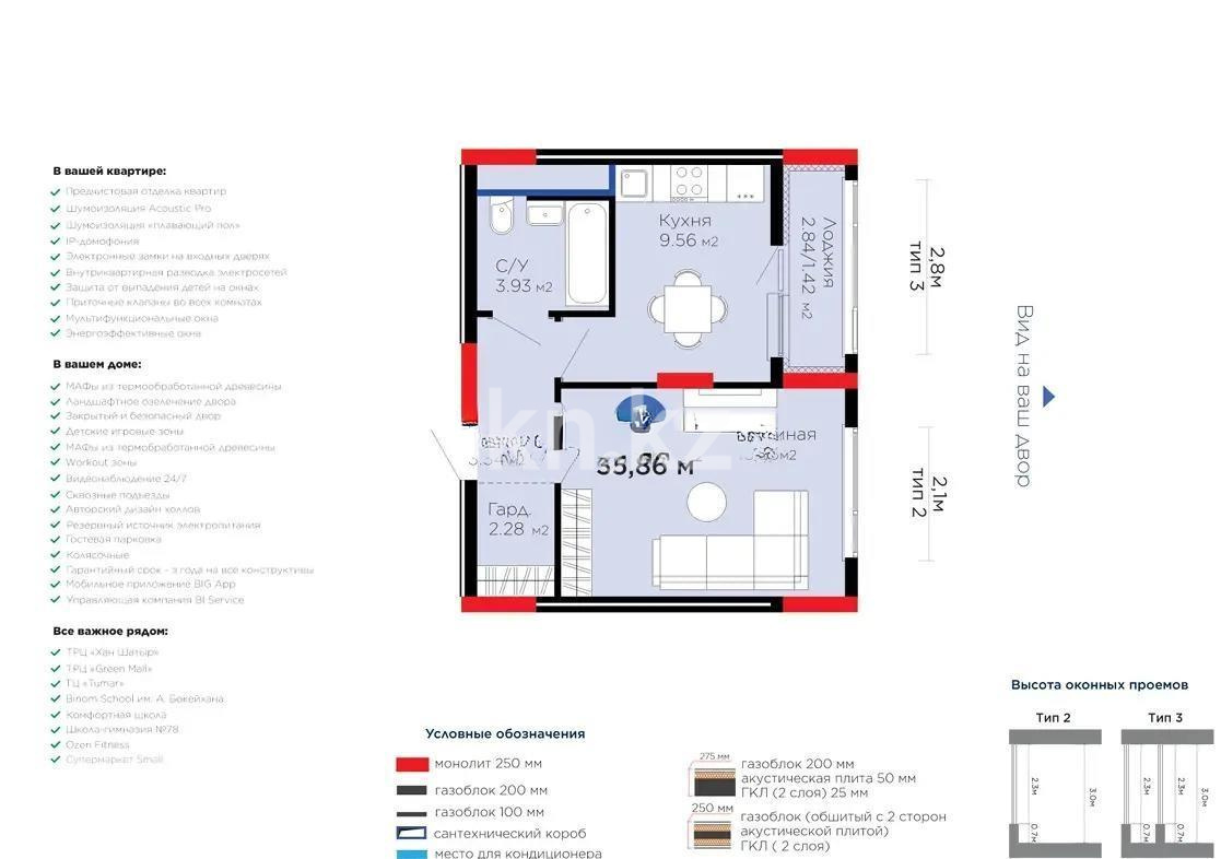 Продажа 1-комнатной квартиры, 35.86 м² - Продажа однокомнатных квартир в Астане - страница 38 фото 1 из 1