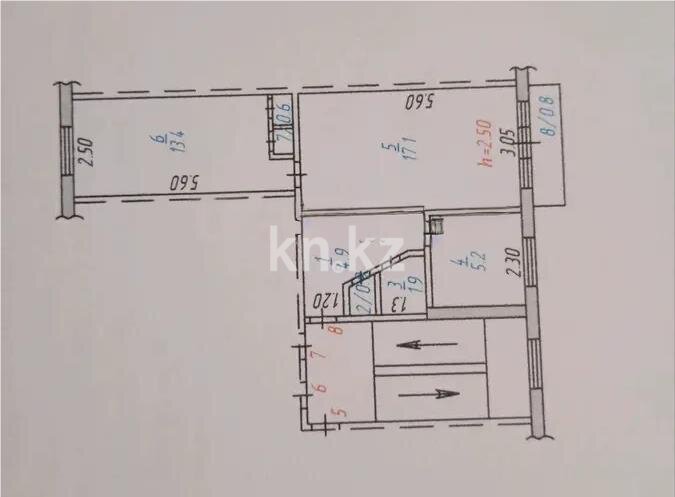 Продажа 2-комнатной квартиры, 44 м² в Темиртау