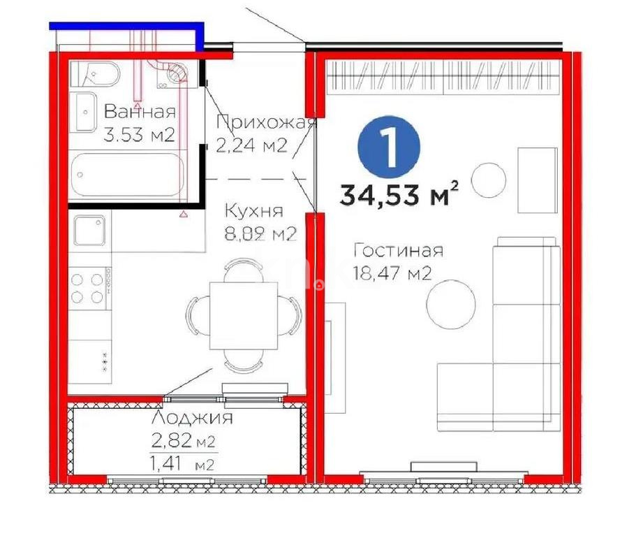 Продажа 1-комнатной квартиры, 34 м² в Астане