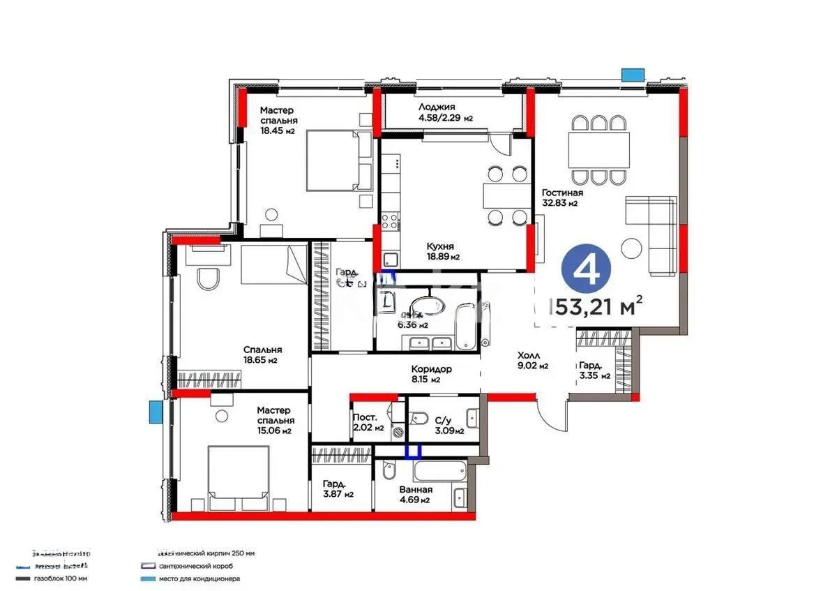Продажа 4-комнатной квартиры, 153.28 м², ул. Бухар жырау, дом  26 стр - Продажа  четырехкомнатных квартир в новостройках Астаны без посредников фото 1 из 1