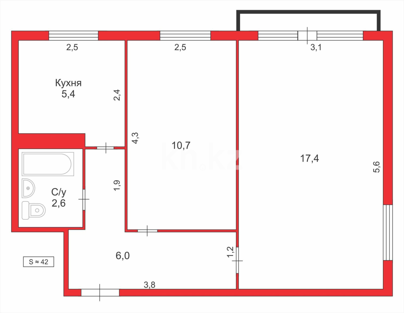 Продажа 2-комнатной квартиры, 41 м² - Продажа квартир в районе Город в Караганде фото 9 из 9