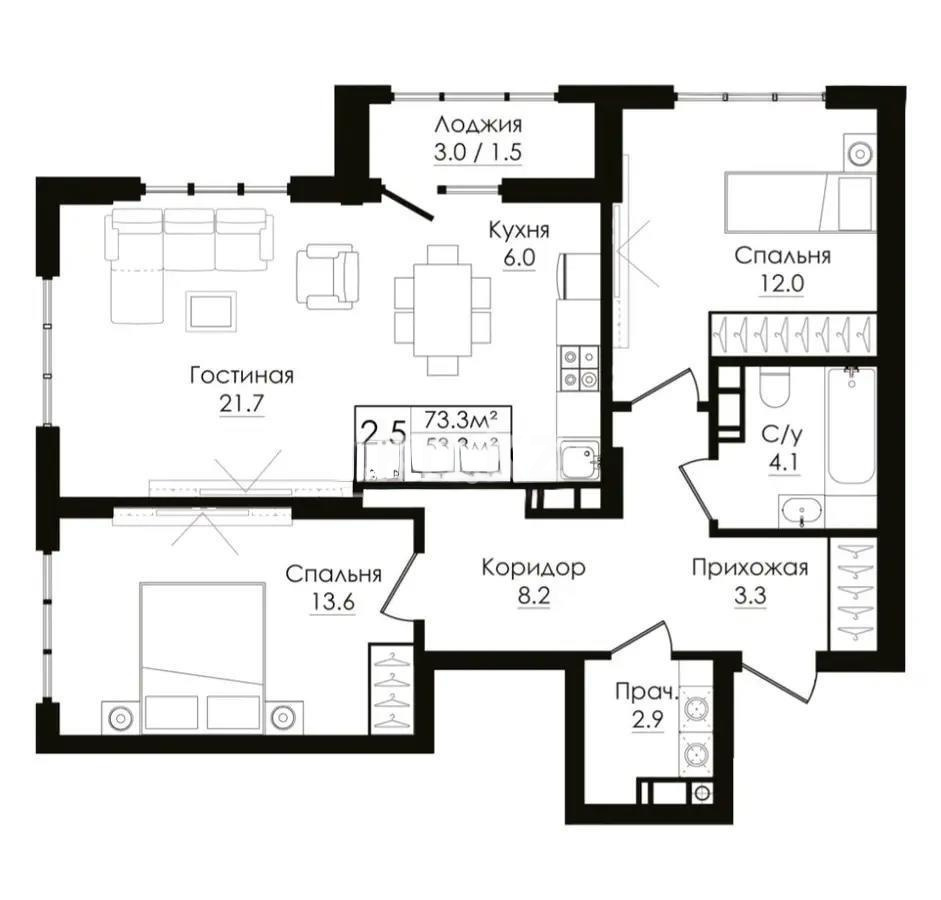 Продажа 3-комнатной квартиры, 74 м², пр. Тауелсыздык, дом  38/4 стр - Продажа квартир в Астане фото 1 из 1