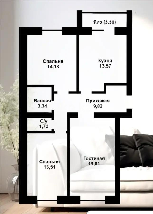 Продажа 3-комнатной квартиры, 80 м², мкр-н Голубые Пруды, дом  3/2 - Продажа  трехкомнатных квартир в Караганде без посредников фото 1 из 1