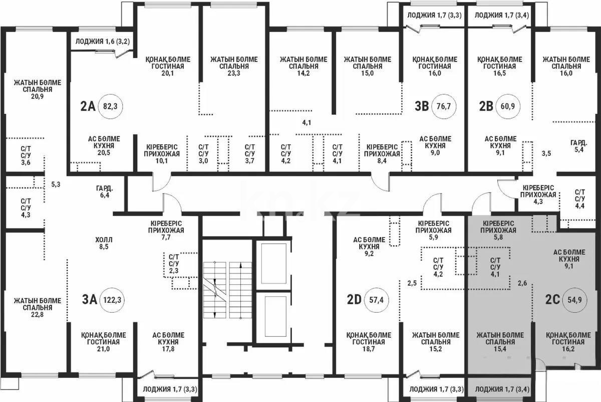Продажа 2-комнатной квартиры, 54.9 м², ул. Розыбакиева, дом  197/2 - Продажа  двухкомнатных, трехкомнатных квартир в Алматы фото 1 из 1
