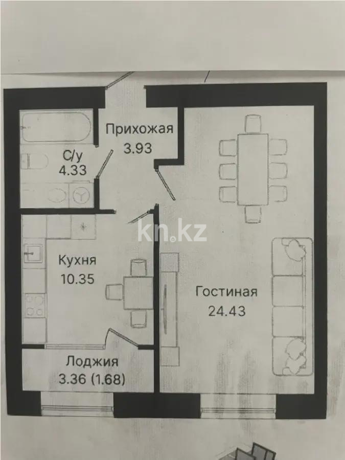 Продажа 1-комнатной квартиры, 44.72 м², ул. Панфилова, дом  85 - Продажа квартир в новостройках Астаны фото 1 из 1