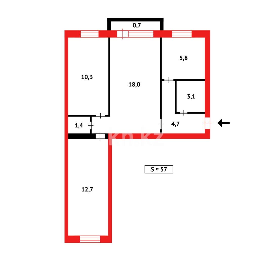 Продажа 3-комнатной квартиры, 57 м² - Продажа квартир в Караганде в Майкудуке - страница 20 фото 13 из 13