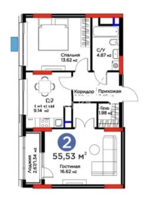 Продажа 2-комнатной квартиры, 56 м² - Продажа квартир в Казахстане - страница 28 фото 1 из 1