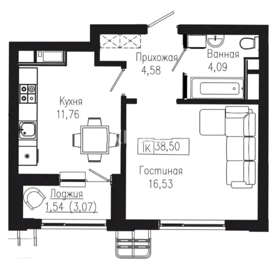 Продажа 1-комнатной квартиры, 39 м² - Недвижимость в Казахстане - страница 13 фото 3 из 3