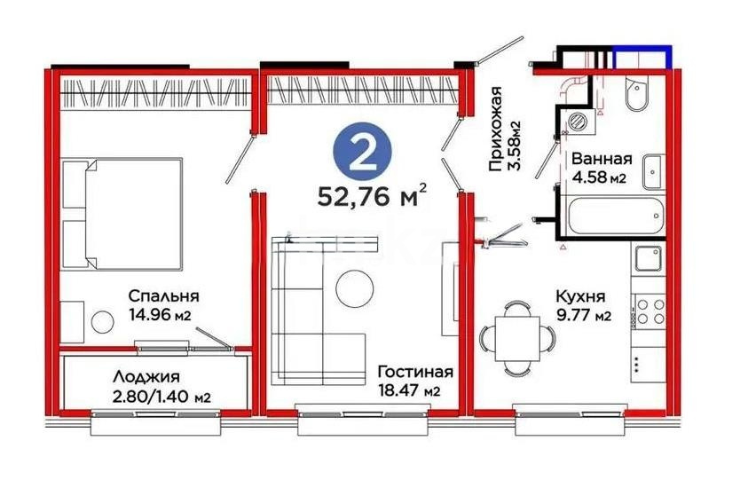 Продажа 2-комнатной квартиры, 53 м² - Продажа двухкомнатных квартир от собственников в Астане - страница 8 фото 6 из 6