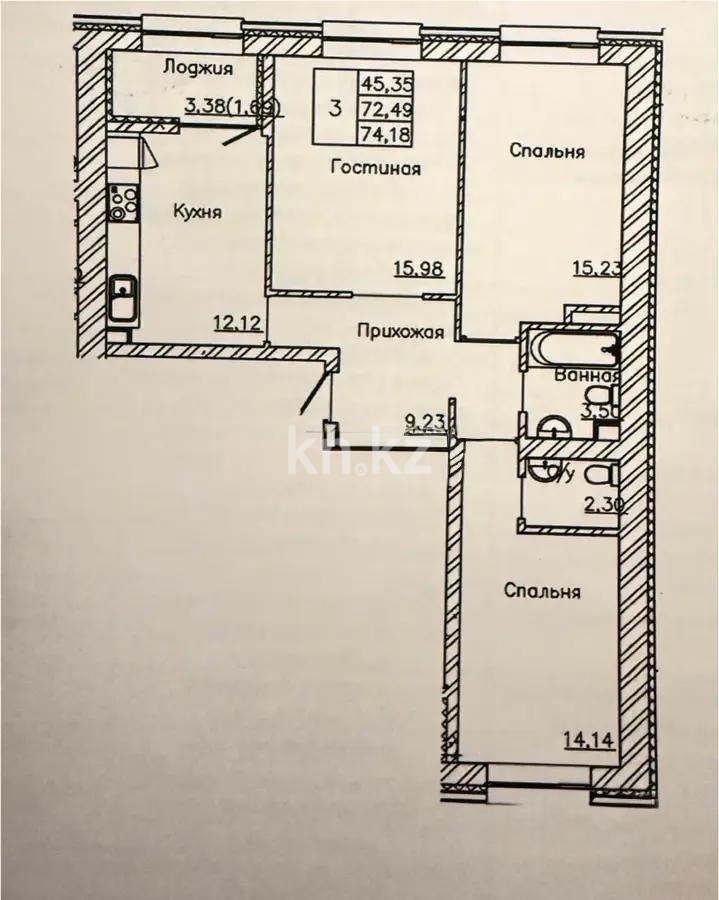 Продажа 3-комнатной квартиры, 74.18 м² - Продажа квартир в Астане без посредников - страница 16 фото 1 из 1