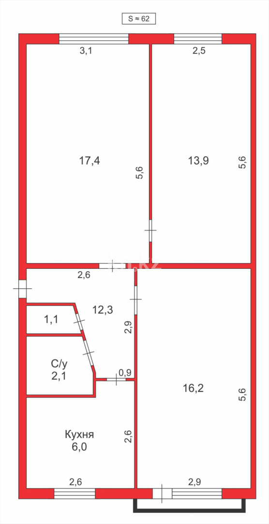 Продажа 3-комнатной квартиры, 61 м², мкр-н 14 в Караганде - фото 14