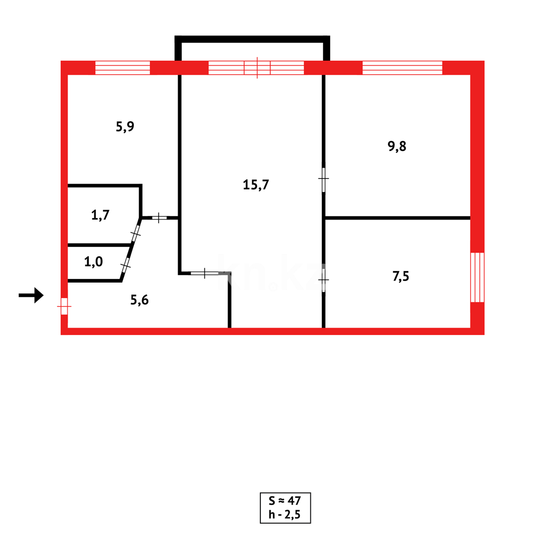 Продажа 3-комнатной квартиры, 47 м², мкр-н 16 в Караганде - фото 6