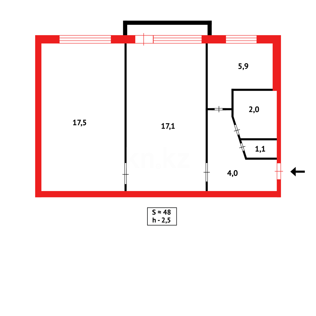 Продажа 2-комнатной квартиры, 48 м² - Продажа квартир в Караганде - страница 7 фото 9 из 9