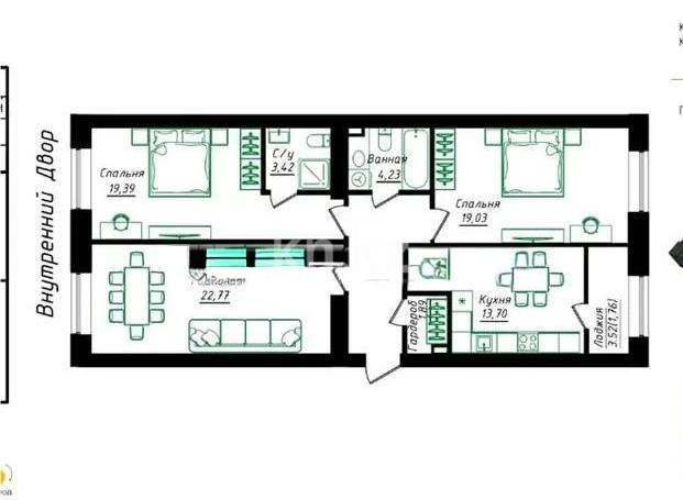Продажа 3-комнатной квартиры, 94 м² в Астане