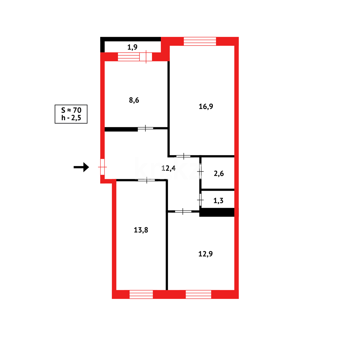 Продажа 3-комнатной квартиры, 68 м² - Продажа квартир в Казахстане - страница 3 фото 21 из 21
