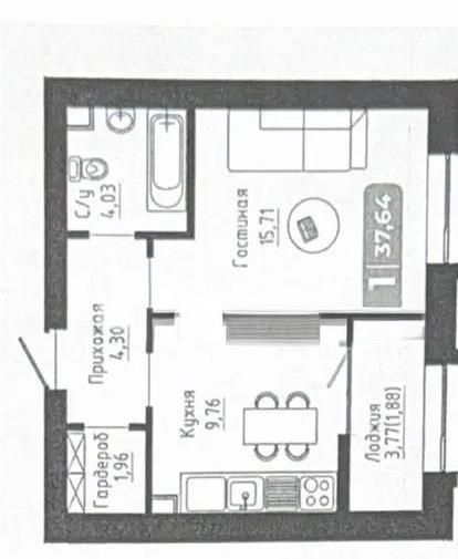 Продажа 1-комнатной квартиры, 36.9 м² - Продажа квартир в Астане - страница 6 фото 1 из 1