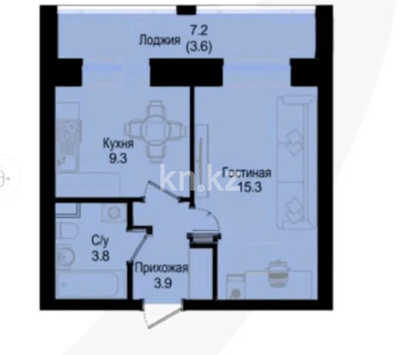 Продажа 1-комнатной квартиры, 35.9 м² - Продажа однокомнатных квартир в Астане - страница 2 фото 1 из 1
