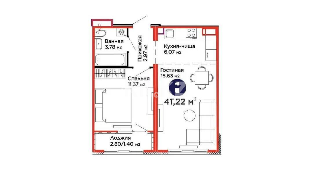 Продажа 2-комнатной квартиры, 41.22 м² - Продажа квартир в Казахстане - страница 10 фото 1 из 1