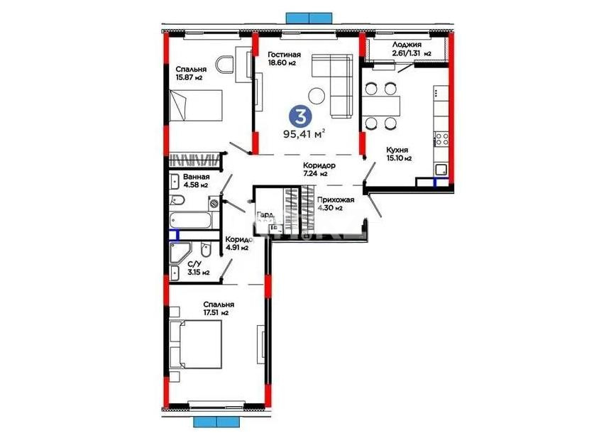 Продажа 3-комнатной квартиры, 96 м² в Астане - фото 3