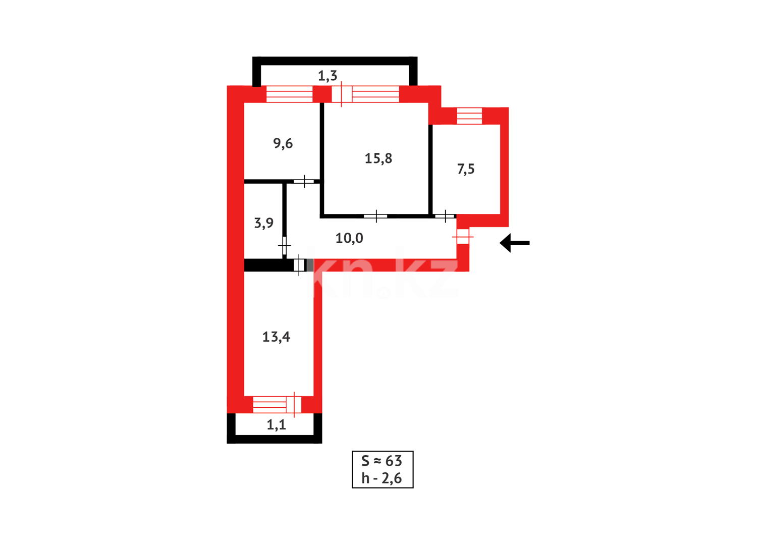 Продажа 3-комнатной квартиры, 62 м² - Продажа трехкомнатных квартир в Караганде фото 18 из 18