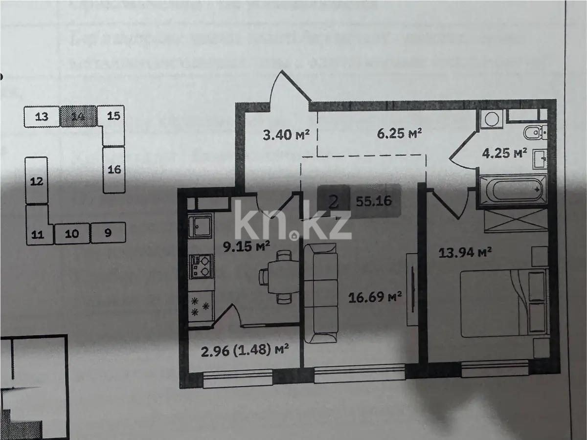 Продажа 2-комнатной квартиры, 55.16 м², ул. Туркестан, дом  115 - Продажа квартир в Алматы фото 1 из 1
