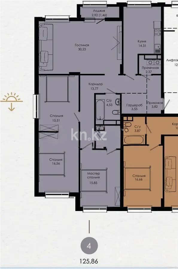 Продажа 4-комнатной квартиры, 126 м² - Продажа четырехкомнатных квартир от собственников в Астане - страница 2 фото 1 из 1