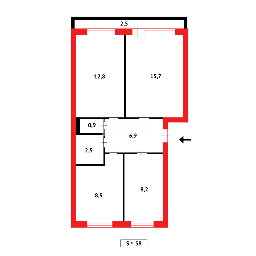 Продажа 3-комнатной квартиры, 58.5 м², ул. Сатпаева, дом  11/4 - Продажа квартир в Астане фото 11 из 11