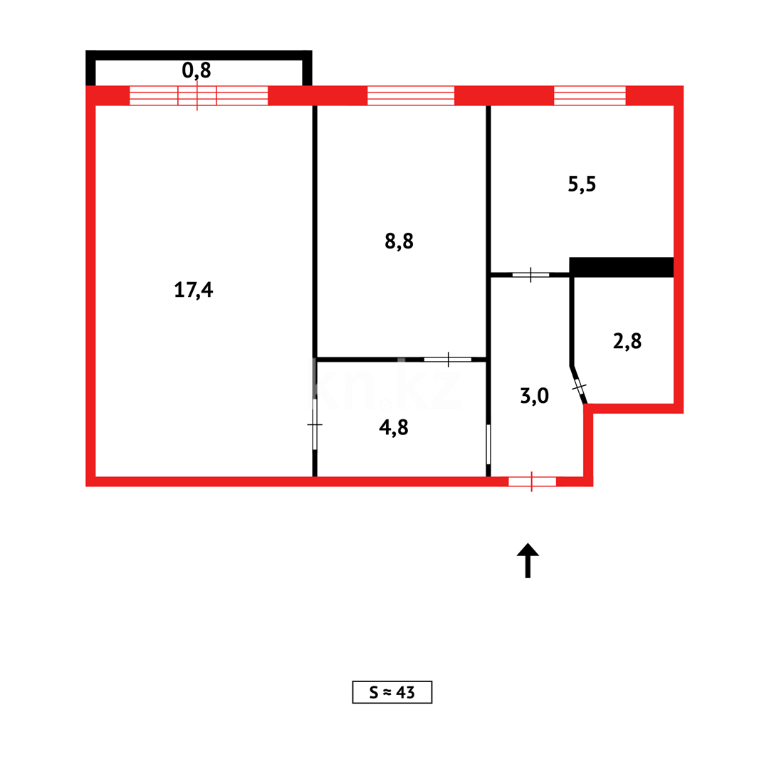 Продажа 2-комнатной квартиры, 42 м² - Недвижимость в Темиртау фото 13 из 13