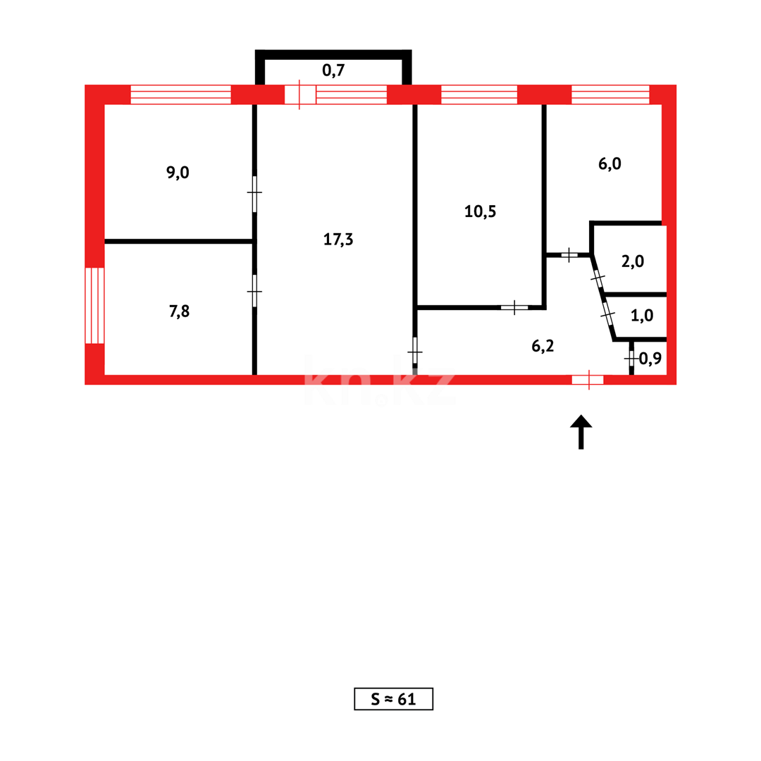 Продажа 4-комнатной квартиры, 61 м², мкр-н 11а, дом  9 в Караганде - фото 12