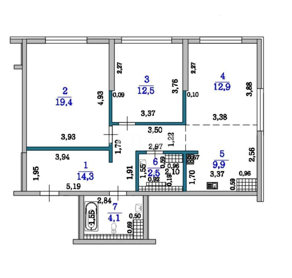 Продажа 3-комнатной квартиры, 78 м², ул. Сатпаева, дом  82 в Алматы - фото 6