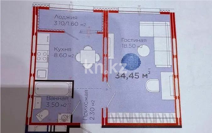 Продажа 1-комнатной квартиры, 34.4 м², ул. Е-103, дом  5 в Астане
