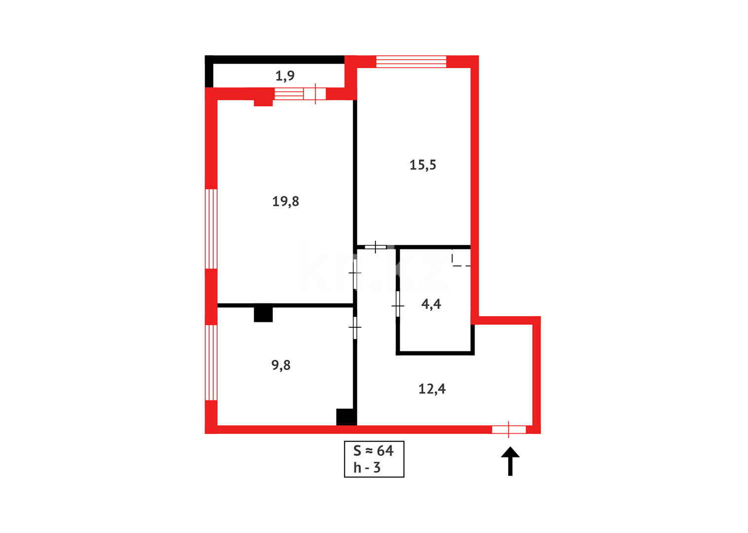 Продажа 2-комнатной квартиры, 61.5 м², ул. Байтурсынова - Продажа  двухкомнатных квартир в новостройках Астаны фото 10 из 10