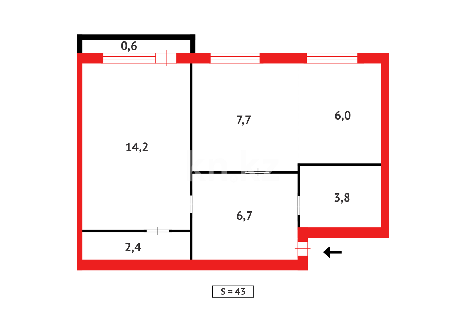 Продажа 2-комнатной квартиры, 43 м² в Караганде - фото 23