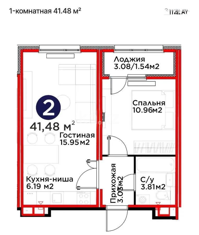 Продажа 1-комнатной квартиры, 41.48 м², ул. Е-915, дом  12 - Продажа квартир в Астане без посредников с фото фото 1 из 1