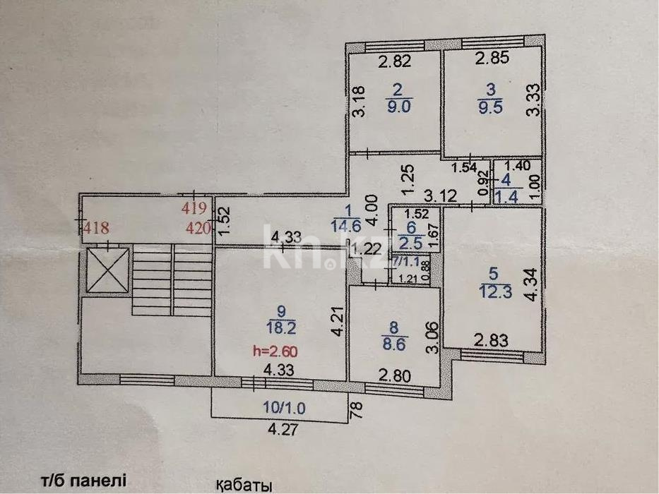 Продажа 4-комнатной квартиры, 78 м², ул. Язева, дом  10 - Продажа  четырехкомнатных квартир в Караганде без посредников фото 1 из 1