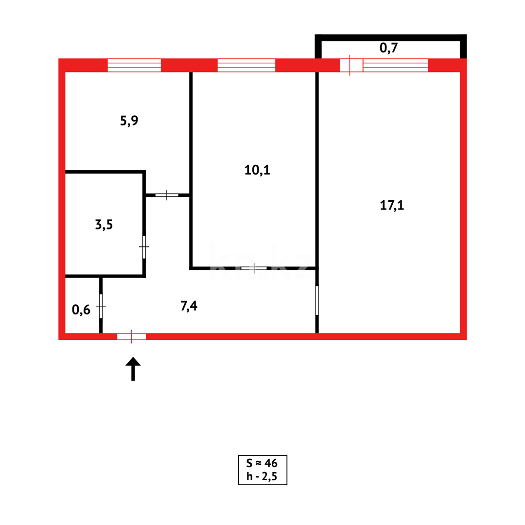 Продажа 2-комнатной квартиры, 46 м² в Караганде - фото 9