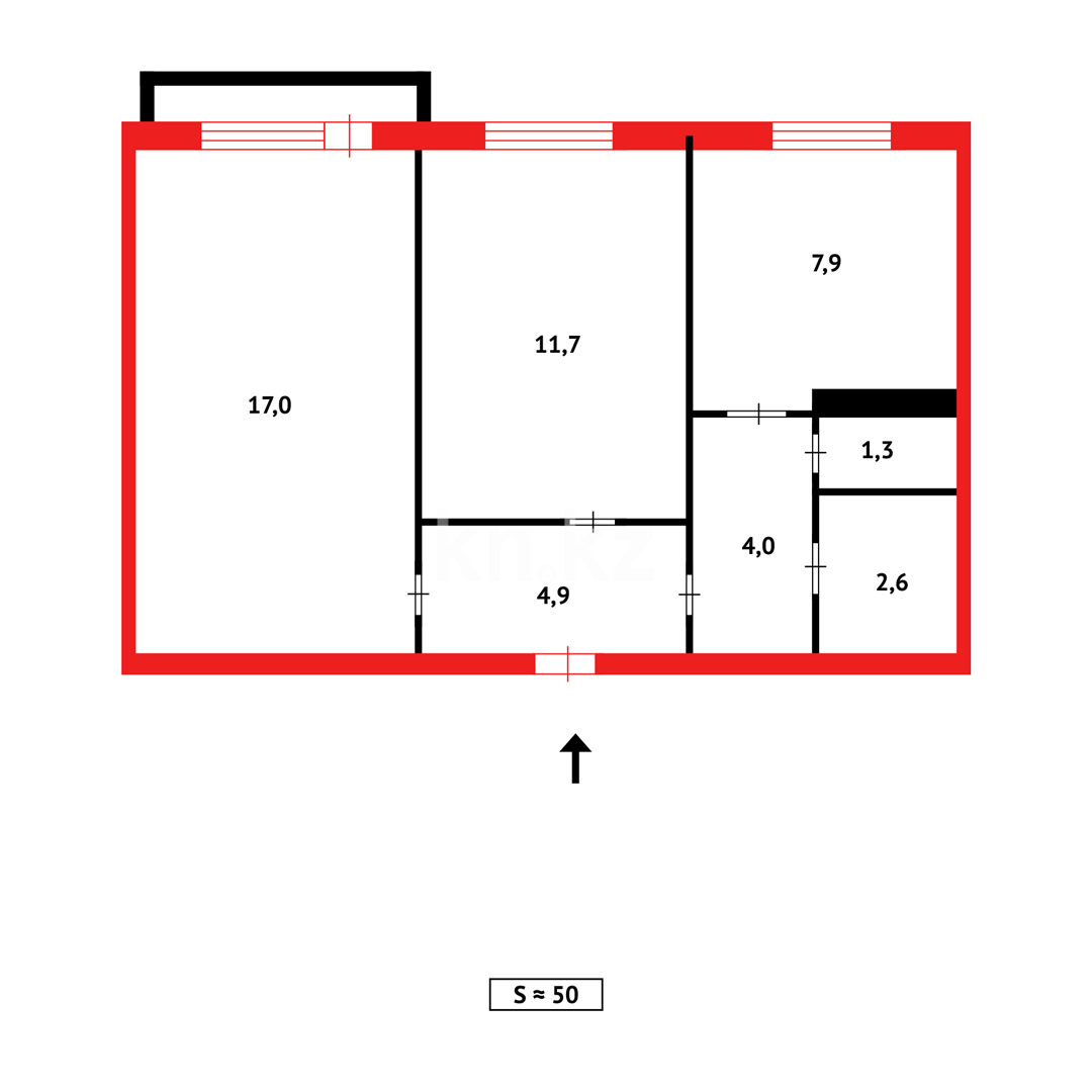 Продажа 2-комнатной квартиры, 49 м², ул. Амангельды, дом  1к - Продажа  двухкомнатных квартир в Темиртау фото 12 из 12