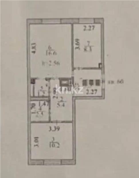 Продажа 2-комнатной квартиры, 49.2 м² в Астане