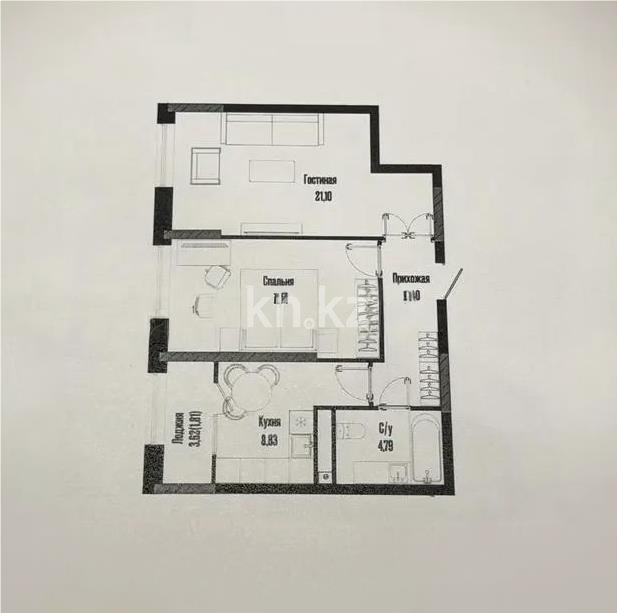 Продажа 2-комнатной квартиры, 60 м², ул. Бухар жырау, дом  12/3 в Астане