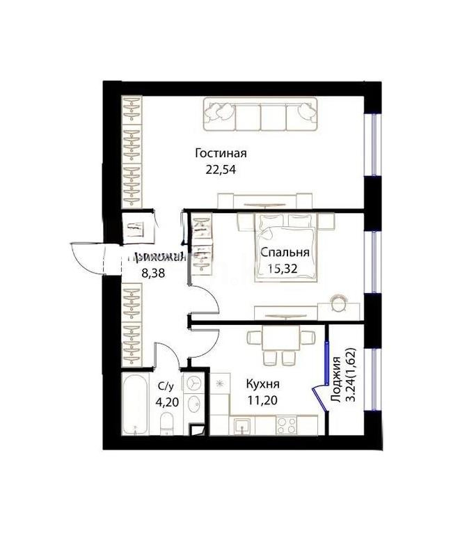 Продажа 2-комнатной квартиры, 63.26 м², ул. Жошы хана, дом  12/3 - Продажа  двухкомнатных квартир в новостройках Астаны фото 1 из 1